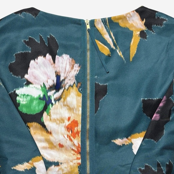 Anthropologie Baikal Dress By Moulinette Souers Size 2 Floral Teal Fit & Flare - Picture 7 of 16